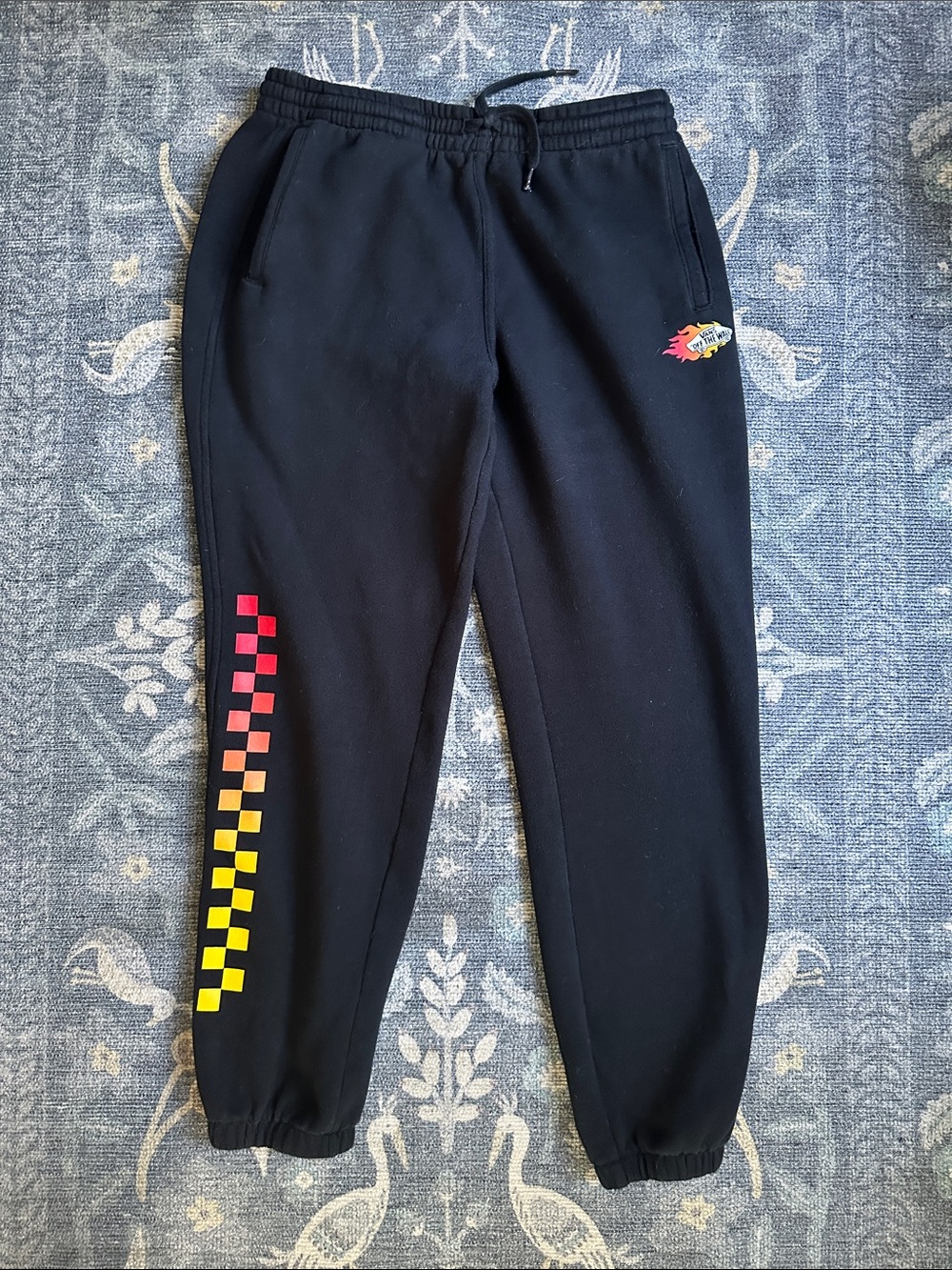 Vans Kids Black Joggers with Gradient Checker Stripe